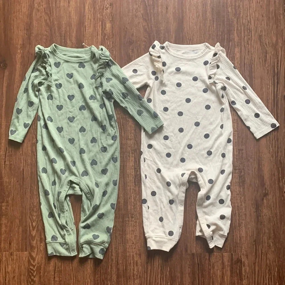Cat & Jack Baby 2-Pack Pajama Romper 12 Months - Picture 1 of 9